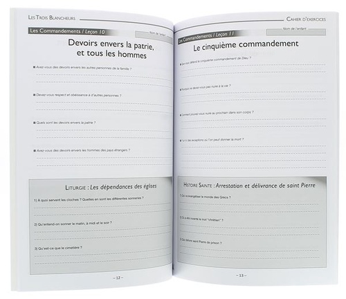 3 blancheurs Commandements 6e - cahier d'exercices