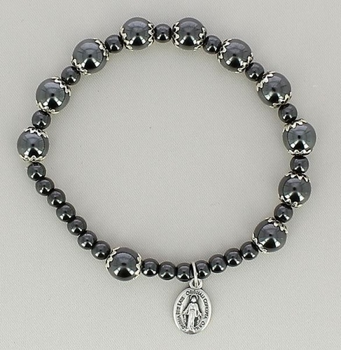 Bracelet perle Hématite CROIX  s/élastique