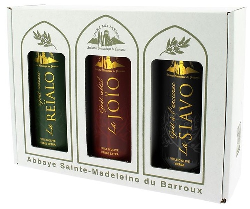 Huile d’olive Abbaye pack 3 saveurs 3 x 25 cl