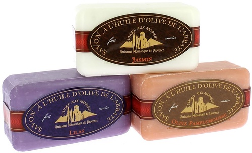 Lot de 3 savons - Lilas, Olive-Pamplemousse, Jasmin 